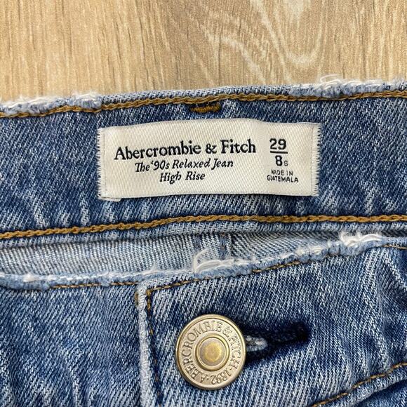 Abercrombie & Fitch 90s Relaxed High Rise Jeans Size 29 Short Blue Women’s Denim - Picture 3 of 10